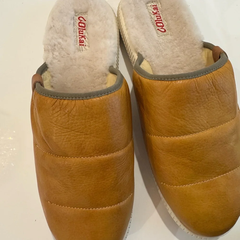 BRAND NEW OluKai Mua 'Ili men's leather mule slippers NEW Sz 10 - Picture 2 of 10